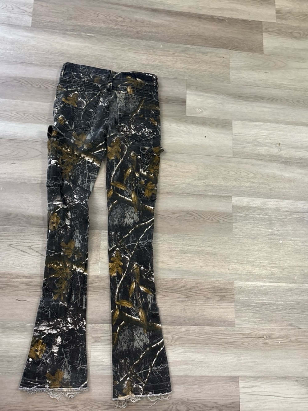 Men's Slim Jeans in Black with Gold Abstract Print